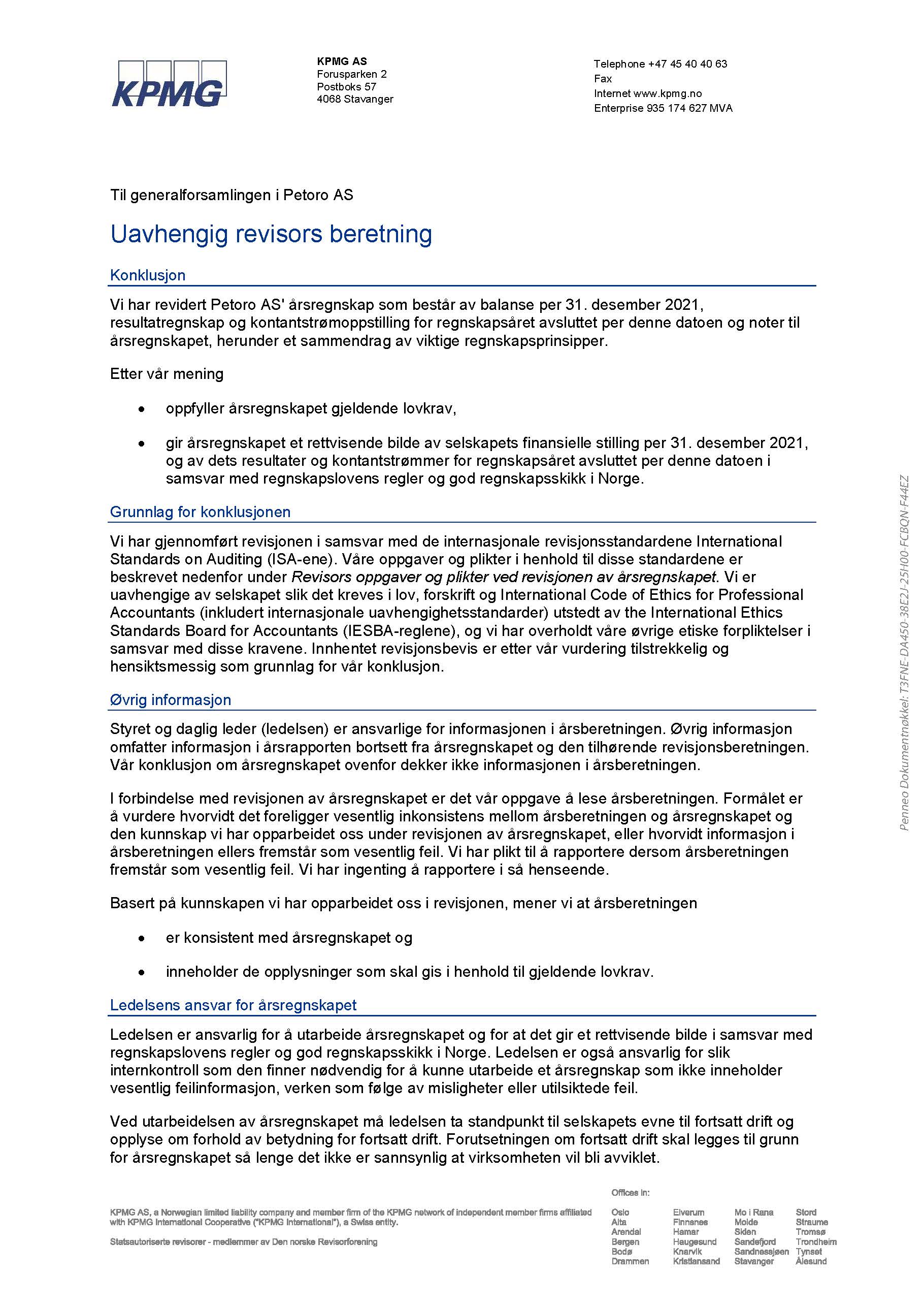Revisjonsberetning_Petoro_2021_KPMG-1_Side_1